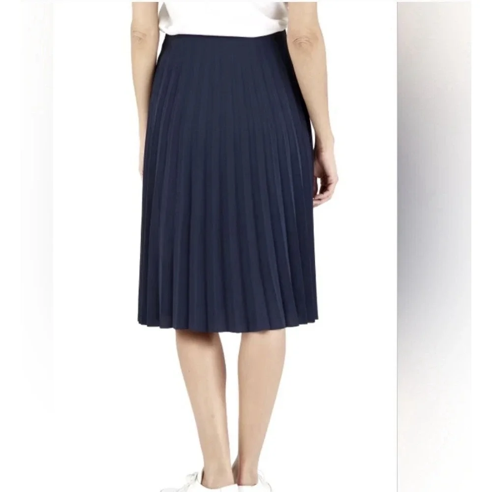 Everlane Pleated Knee Length Skirt Women 6 Navy Blue Minimalist Elevated Basic